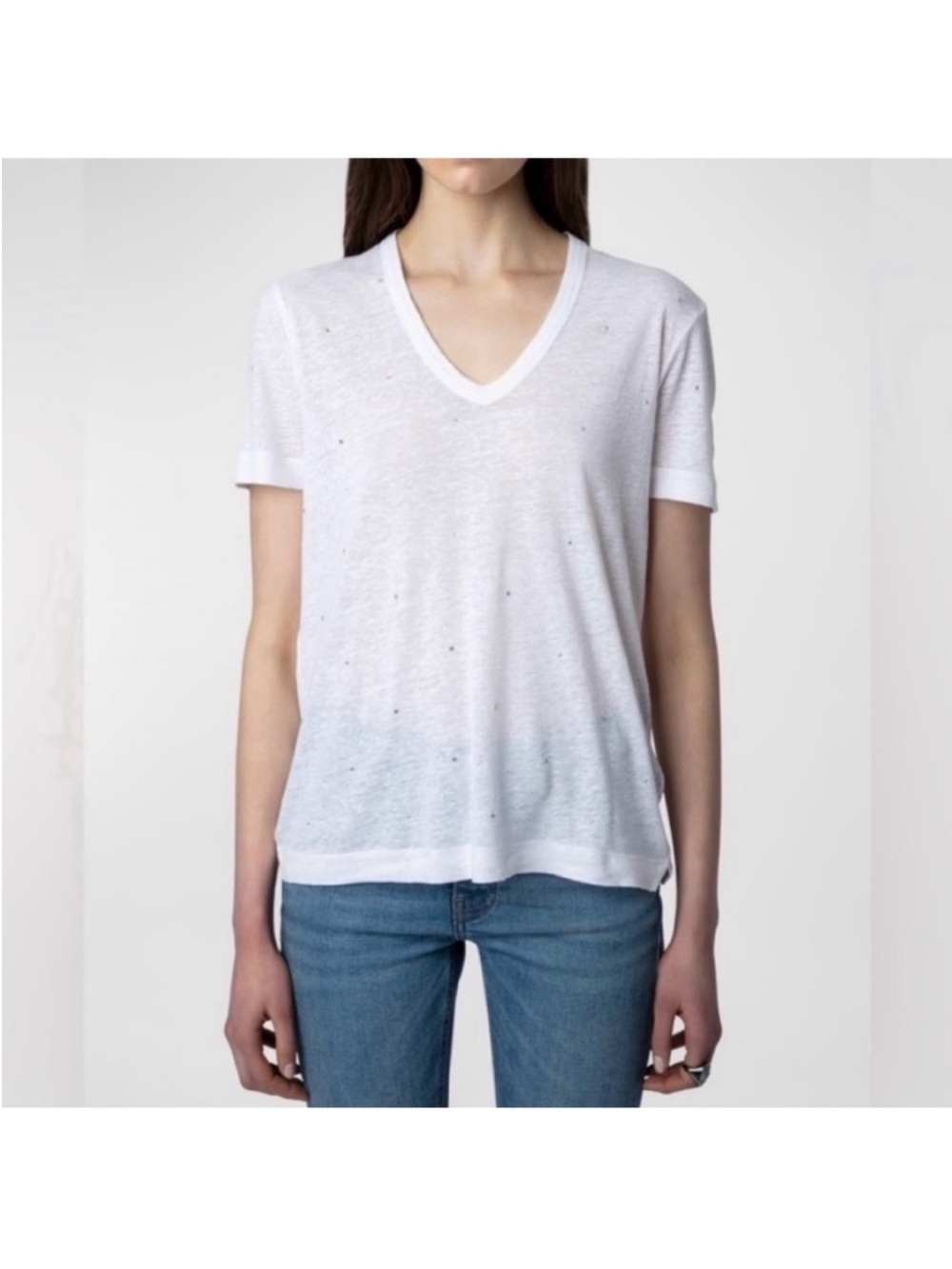 Zadig & Voltaire White V-Neck Short Sleeve Tee NWT